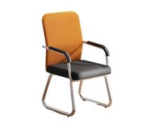 Hhaoran-9868 Chaise de bureau ergonomique confortable en maille respirante avec accoudoirs et structure en métal chromé Orange