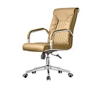 Hhaoran-9868 Chaise de bureau pour ordinateur avec dossier haut, chaise de bureau en cuir PU avec accoudoirs, chaise de bureau ergonomique pour bureau à domicile (Khaki)