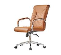 Hhaoran-9868 Chaise de bureau pour ordinateur avec dossier haut, chaise de bureau en cuir PU avec accoudoirs, chaise de bureau ergonomique pour bureau à domicile (Bruin)