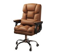 Hhaoran-9868 Chaise de Jeu pour Ordinateur Coussin Ergonomique for Dossier Central, Soutien Lombaire, Chaise de Bureau à Domicile, Chaise de Direction réglable en Cuir PU avec roulettes(Bruin)