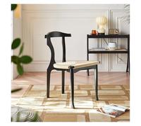 Hhaoran-9868 Chaise de Salon Hemp Rope Dining Chair Household Modern Simple Hotel Restaurant Solid Wood Backrest Armrest Ash Wood Dining Chair Black Chaises de Salle à Manger(50x42x83cm)