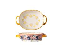 Hhaoran-9868 Plat à four en céramique Marmite en terre cuite, vaisselle, plaque de cuisson profonde céramique à mille couches avec poignée, 800 ml Poêle à four