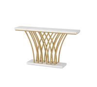 Hhaoran-9868 Table d'appoint Console d'entrée Moderne avec Base en métal en Forme de Grille for Couloir Table Console(Blanc)