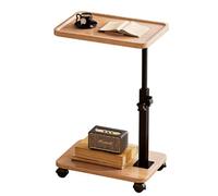 Hhaoran-9868 Table D'appoint Latérale Roller Storage Rack Adjustable Table Mobile Small Coffee Table Basse d'appoint pour Salon(Natural Wood Color)