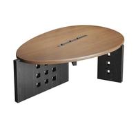 Hhaoran-9868 Table d'étude Bureau d'écriture Table de conférence Ovale en Bois Massif, Bureau Moderne frêne avec Rail Coulissant et Prises Charge Bureau de Travail pour PC de Jeu(M)