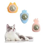 HhBdy 3 Pcs Jouets de Boule d'herbe à Chat Boule d'herbe à Chat Rotative à 360° Boule D'énergie Chat à Lécher Auto-Adhésive Jouets de Nettoyage des Dents d'à Chat pour Jouet Interactif pour Chat