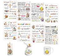 HhBdy 8 Pièces Stickers Paques, Paques Decoration Motifs Variés Autocollant Pâques 21 × 14,8 cm Décorations de Pâques Résistant à l'eau pour Bougies Verre Décorations Mobilier Scrapbooking (Style 2)