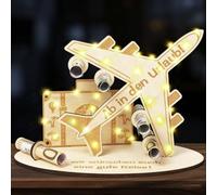 HhBdy Avion En Forme D'avion Texture Soignée Maquette Avion avec Bande LED Facile à Assembler Design D'avion Réaliste et Dynamique Maquette en Bois pour Anniversaire Famille Ami Collègue