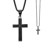 HhBdy Collier Croix, Pendentif Croix Chrétienne 59 cm Chretien Chaine Acier Inoxydable Unisexe Cross Necklace Classique pour Style Quotidien Baptême Cérémonie Religieuse (Noir)