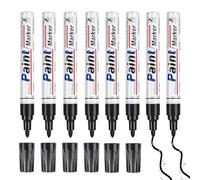 HhBdy Feutre Indelebile Noir 8 Pièces Marqueur Permanent Marqueur Noir Feutres Noirs Séchage Rapide Imperméables Couleurs Résistantes pour Métal, Pierre, Bois, Verre et Autres Surfaces