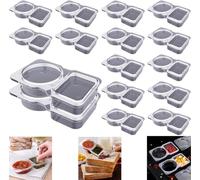 HhBdy Reusable on the Go Snack Containers, Contenants Plastique avec 2 compartiments, Petits récipients à condiments Boîte à condiments à compartiments Double Compartment Condiment Container (16)