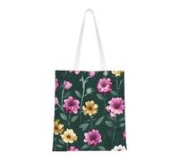 hhbiuuo Beau sac fourre-tout en toile avec imprimé de fleurs violettes, sac à main réutilisable, sac à main mignon, pour le travail, les voyages, la salle de sport