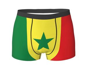 hhbiuuo Boxer pour homme - Respirant et extensible - Imprimé drapeau du Sénégal - Évacuation de l'humidité, Noir , L