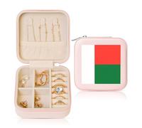 hhbiuuo Étui à bijoux en cuir avec imprimé drapeau de Madagascar - Pour femme - Organisateur portable pour boucles d'oreilles et colliers - Rose