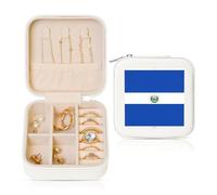 hhbiuuo Étui à bijoux pour femme avec imprimé El Salvador, boîtes de rangement en cuir, organiseur portable pour boucles d'oreilles, colliers, blanc