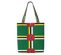 hhbiuuo Grand sac fourre-tout réutilisable en toile avec imprimé drapeau du Commonwealth de la Dominique, pour les voyages, le travail, un usage quotidien