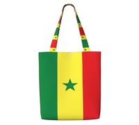 hhbiuuo Grand sac fourre-tout réutilisable en toile avec imprimé drapeau du Sénégal pour femme, pour voyage, travail, usage quotidien