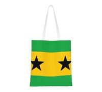 hhbiuuo Sac fourre-tout réutilisable en toile avec motif drapeau de Sao Tomé et Principe pour femme, sac à main mignon, pour le travail, les voyages, la salle de sport