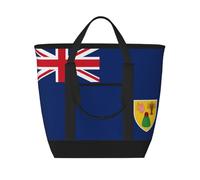 hhbiuuo Sacs isothermes / fourre-tout isotherme, boîte à déjeuner douce et étanche avec fermeture éclair, imprimé drapeau des îles Turques et Caïques, pour la plage, les voyages, les courses