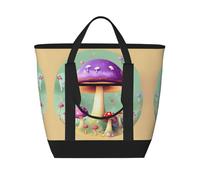 hhbiuuo Sacs isothermes/fourre-tout isotherme, boîte à déjeuner douce et étanche avec fermeture éclair, imprimé champignon de rêve violet, pour la plage, les voyages, les courses