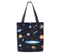 hhbiuuo The Solar Family Grand sac fourre-tout pour femme - Sac fourre-tout réutilisable en toile pour voyage, travail, usage quotidien