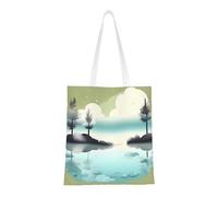 hhbiuuo Tranquil Lakes Sac fourre-tout réutilisable en toile pour femme, sac d'épicerie, sac à main mignon, pour le travail, les voyages, la salle de sport