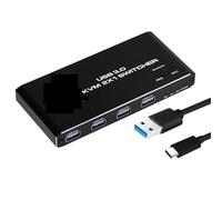 HHBL8I Commutateur KVM 4K compatible HDMI 2.0 Station d'accueil USB 3.0 Hub Splitter 2 Ordinateurs PC de bureau Accessoires Commutateur Sélecteur