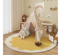 hhbzhdpg Tapis de Lecture Rond Portable, Carpette de Jeu Imperméable, Accessoires de Décoration pour Chambres à Coucher, Salons, Tentes Tipi(C,120 * 120cm)