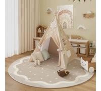 hhbzhdpg Tapis de Lecture Rond Portable, Carpette de Jeu Imperméable, Accessoires de Décoration pour Chambres à Coucher, Salons, Tentes Tipi(A,180 * 180CM)