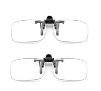 HHCC 2 PCS Lunettes de Lecture Clip Lentille Transparente et Clip sur Les Lunettes Lunettes de Lecture Portables Flip +1.00 à +3.00 Dioptries Anti-lumière Bleue Lunettes de Vue,+2.00