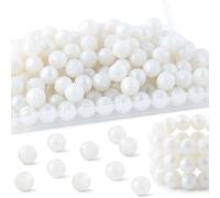 HHCFAST Lot de 150 perles rondes en silicone de 15 mm, blanc métallisé pour la fabrication de porte-clés, la fabrication de bracelets, de colliers et de stylos