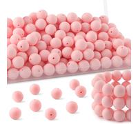 HHCFAST Lot de 150 perles rondes en silicone de 15 mm pour la fabrication de porte-clés pour la fabrication de bracelets, colliers et perles rondes en silicone pour stylos (rose bonbon)