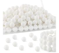 HHCFAST Lot de 150 perles rondes en silicone de 15 mm pour la fabrication de porte-clés pour la fabrication de bracelets, colliers et perles rondes en silicone pour stylos (blanc)
