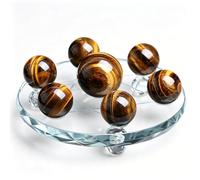 HHCTEBEC 7 pièces Boule de sphère de Cristal d'oeil de Tigre Naturel avec Support-Pierres de guérison de Chakra Sept étoiles pour Feng Shui, méditation, décoration intérieure,3.9in