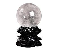 HHCTEBEC Boule De Cristal Blanc Naturel avec Support, SphèRe De Divination Feng Shui pour Boule DéCorative, Photographie Lensball, MéDitation Ou Boule De GuéRison Et De Voyance,13cm/5.1in