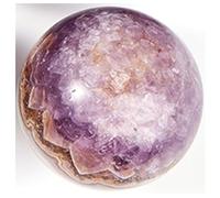 HHCTEBEC Boule de Cristal d'agate d'améthyste de Divination avec Support en Bois - Sphère de Pierres précieuses Naturelles pour la guérison Reiki, la méditation, l'équilibrage des Chakras,65MM