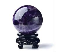 HHCTEBEC Boule De Cristal D'AméThyste De RêVe, SphèRe DéCorative De Divination Polie avec Support Ornements De SphèRe D'Affichage en Cristal Feng Shui pour La DéCoration De GuéRison,10cm/3.9in