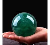 HHCTEBEC Boule De Cristal De Fluorite Verte Naturelle, SphèRe De GuéRison avec Support, DéCoration pour La Maison, Cadeaux De NoëL,50mm