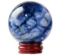 HHCTEBEC Boule de Cristal de Porcelaine Bleue et Blanche Naturelle avec Support, orbe de Cristal de Quartz de kyanite de Pierre d'énergie Feng Shui pour Boule décorative pour la Sorcellerie,40MM