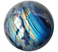HHCTEBEC Boule de Cristal Naturel, Boule de Labradorite,Boule de Labradorite,Sphère de Cristal Feng Shui pour La Méditation, La Divination,La Décoration de La Maison et du Bureau,16CM