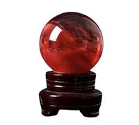 HHCTEBEC Boule De Cristal Rouge Ornementale, Boule Cristal Rouge Naturelle Pierre PréCieuse en Cristal De Quartz Fondu pour La MéDitation La GuéRison La Divination La DéCoration IntéRieure,16cm