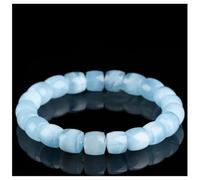 HHCTEBEC Bracelet Aigue-Marine Talisman du Voyageur, Pierre Bleue protectrice pour des Voyages sûrs et Une Communication Claire, pour la clarté mentale et la Concentration,6a,12 * 13MM