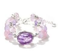 HHCTEBEC Bracelet en Cristal de Fluorite Violette, Quartz Rose et améthyste Lavande - Bijoux en Pierres précieuses Multi-Pierres pour Le Calme, l'amour et l'équilibre Spirituel, Cadeau