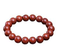 HHCTEBEC Bracelet Extensible en Agate Nanhong Rouge - Authentiques Perles de Pierre de cinabre Chinois pour la Mise à la Terre et la Protection, Bijoux en Pierres précieuses élastiques,10MM