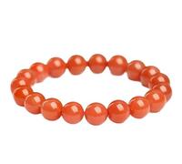 HHCTEBEC Bracelet Extensible Nanhong en Agate Rouge Véritables Perles de Pierre de cinabre pour la Confiance et l'ancrage, Cadeau de Bijoux en Pierres précieuses élastiques pour Elle et Lui,10MM
