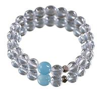 HHCTEBEC Bracelets en Agate de Cristal - Bracelet Moderne apaisant - Aigue-Marine Naturelle - Bleu, Blanc - Coupe Ronde - Joie éternelle, Pouvoir de guérison, Perles de Cristal pour Unisexe,B,8MM