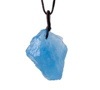 HHCTEBEC Collier Aigue-Marine, Pendentif Aigue-Marine, Cristaux D'Aigue-Marine Naturels Collier Pendentif IrréGulier Collier en Pierre Bleue Fait à La Main pour Femmes Et Hommes,10~15g