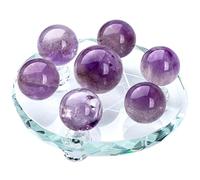 HHCTEBEC Ensemble de 7 sphères d'améthyste avec Support, Pierres de guérison des Chakras en Cristal Naturel, Feng Shui, méditation, guérison des Cristaux, Divination, décoration de la Maison,5.9in