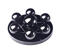 HHCTEBEC Kit de Cristaux de guérison de 7 Chakras avec Support en Obsidienne Noire - Ensemble de Pierres roulées Reiki, Pierres de Palmier de méditation, décoration de Maison Porte-Bonheur,3.9"