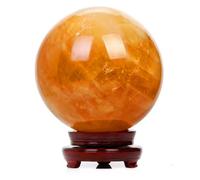 HHCTEBEC Sphère de Citrine Naturelle avec Support, Pierre de Richesse et d'amour,160mm